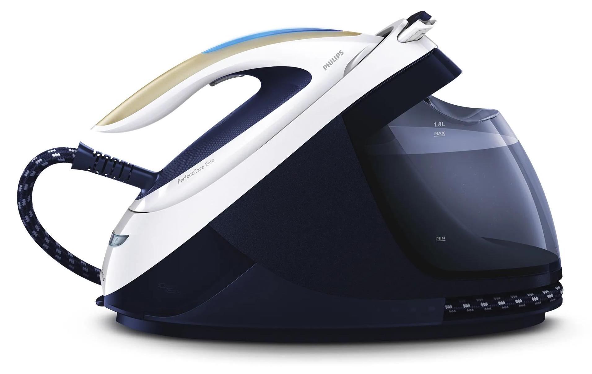 Philips PerfectCare Elite Bügelstation, 155 g/min konstanter Dampf, 7.5 bar, 2700 W, Blau (GC9635/20)
