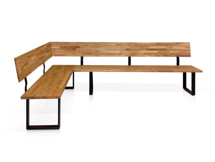 CORATO Eckbank nach Maß, Material Massivholz / Metall, U-Fuß