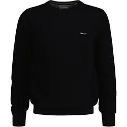 GANT Herren Pique-Strickpullover, Rundhals - COTTON PIQUE C-NECK, Baumwolle Schwarz / XL