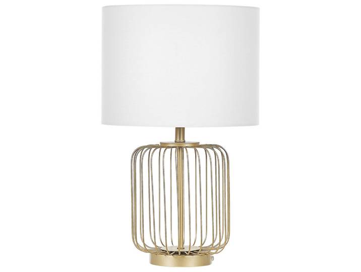 Beliani Tischleuchte Thouet 35/35/58 cm, Weiß, Metall, E27, 35x58x35 cm, Lampen & Leuchten, Innenbeleuchtung, Tischlampen