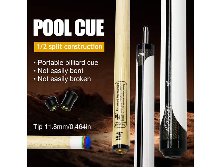 PREOIADR 58,34 pouces, queues de billard P3 White Panther, en érable, faible déviation, 11,8 cm, pour jeux de compétition de billard à 9 boules et de carom, accessoires de billard.