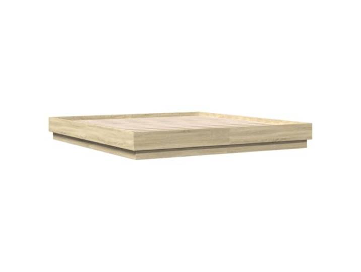 KTHLBRH Bettgestell Eiche Sonoma 200 x 200 cm aus mehrschichtigem Holz Lattenrost aus Sperrholz, stabile und stabile Struktur, Matratze nicht im Lieferumfang enthalten