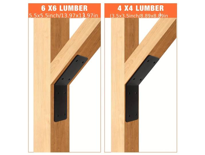 Lot de 4 connecteurs d'angle à 45 degrés pour poteaux et poutres, résistants aux intempéries, à fixation intérieure pour abris de jardin, poteaux en bois, tonnelles et terrasses