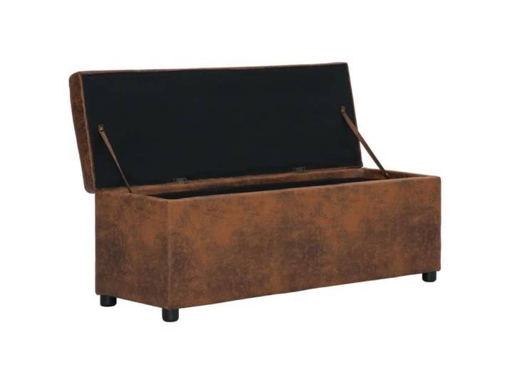 Banc - VINGVO - SWT - Similicuir daim - 116 cm - Marron - Rangement intérieur