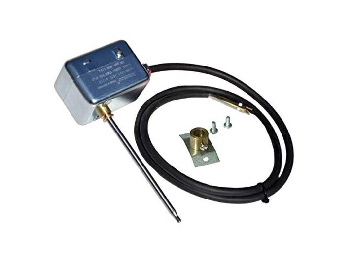 WITTKOWARE Abgastemperaturwächter 80°C Rauchgasthermostat nach DIN EN 14597 16A Wechsler 2m Silikonleitung & 120mm Edelstahlfühler für Kamin Dunstabzugshaube
