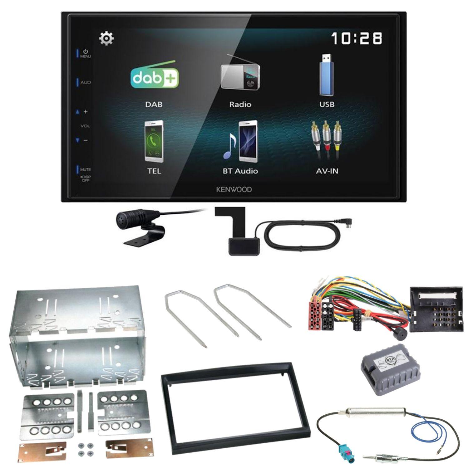 Kenwood DMX-125DAB Bluetooth MP3 Einbauset für Peugeot 207 307 Partner Expert
