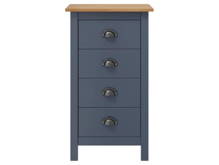 PUGYNBK Nachttisch aus massivem Kiefernholz, Grau, 4 Schubladen 46 x 35 x 49,5 cm, Oberfläche für Dekoration, einfache Montage und Reinigung, modernes Sideboard