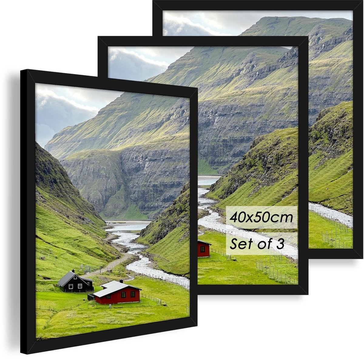 SnelShoppen Fotolijst set van 3, zwart, 40 x 50 cm
