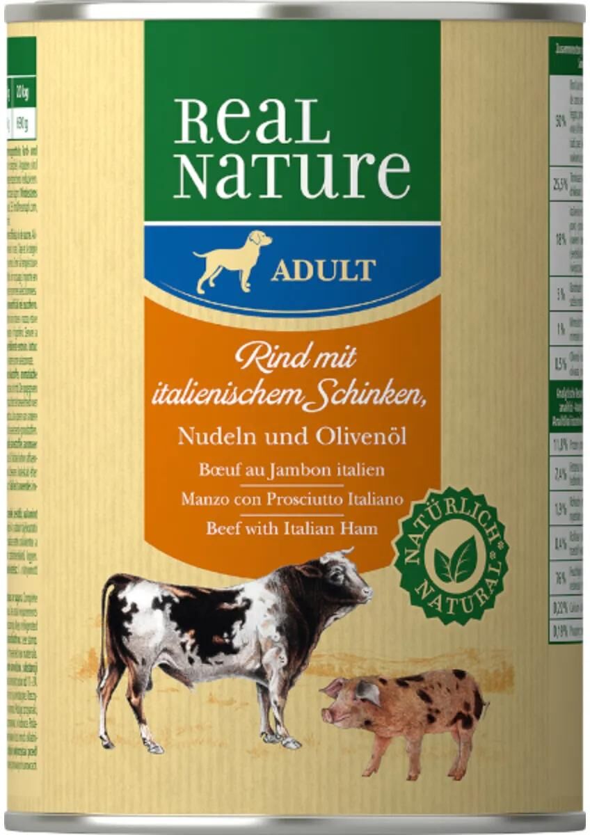 Kit Risparmio 6x400G Real Nature Dog Adult MANZO  CON PROSCIUTTO ITALIANO