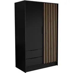 DREHTÜRENSCHRANK Nero 100/51/200 cm mit Lamellen schwarz