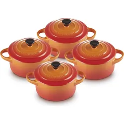 Mini Cocotte Geschirr zum Backen und Servieren 250 ml Feuriges Orange 4 St.