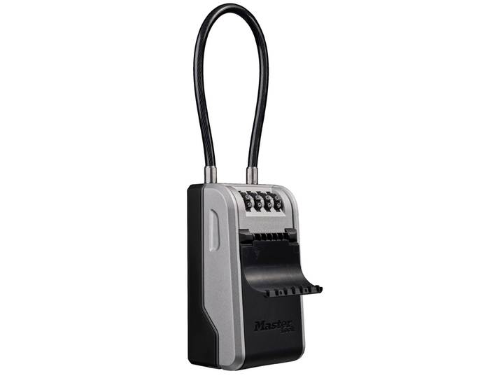 Master Lock Coffre compact à combinaison pour clés avec anse câble flexible et amovible - Noir et gris