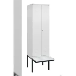 C+P Doppel-Spind Classic PLUS, Kunststoff schwebende Sitzbank, 2 Abteile, HxBxT 212x60x82cm, Zylinderschloss, Verkehrsweiß von PROREGAL