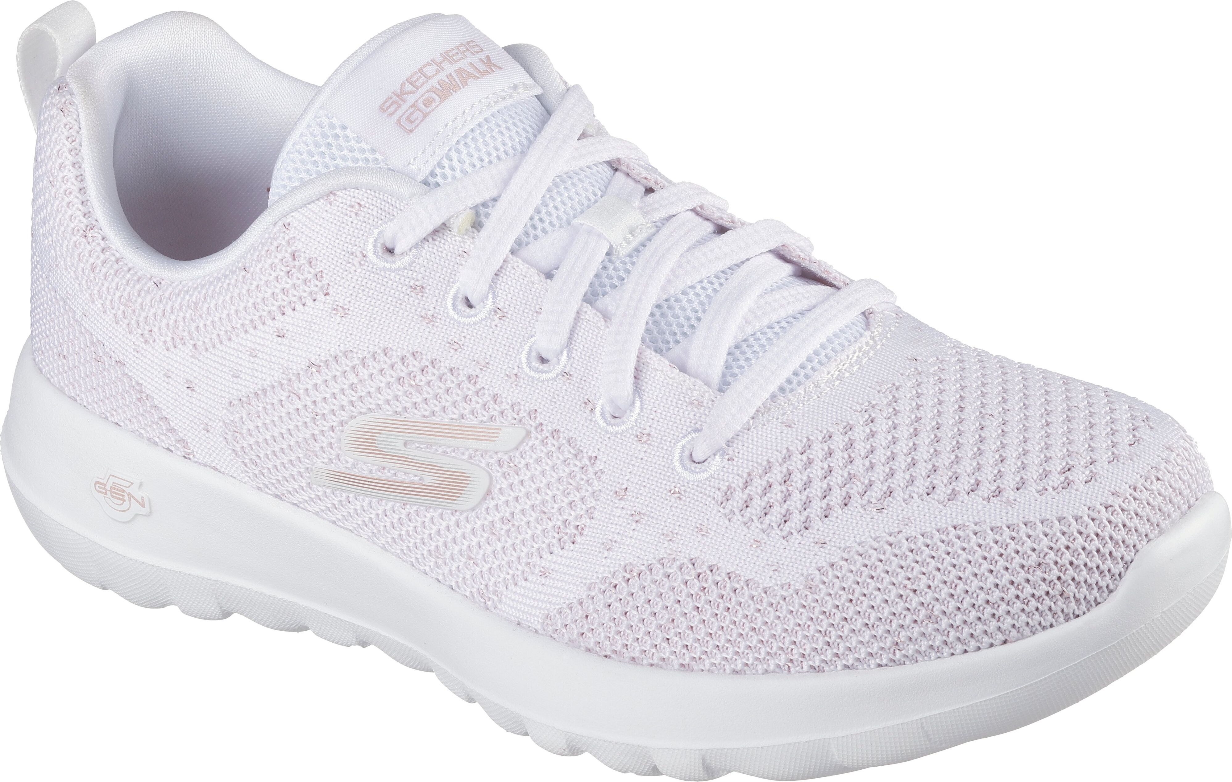 Sneaker SKECHERS "GO WALK JOY-VIOLET", Damen, Gr. 35, atmungsaktiv, rosa (weiß, roségoldfarben), Textil, meliert, Schuhe Sneaker, Trainingsschuh, Schnürschuh mit Goga Mat Technologie weiß, roségoldfarben 35, atmungsaktiv
