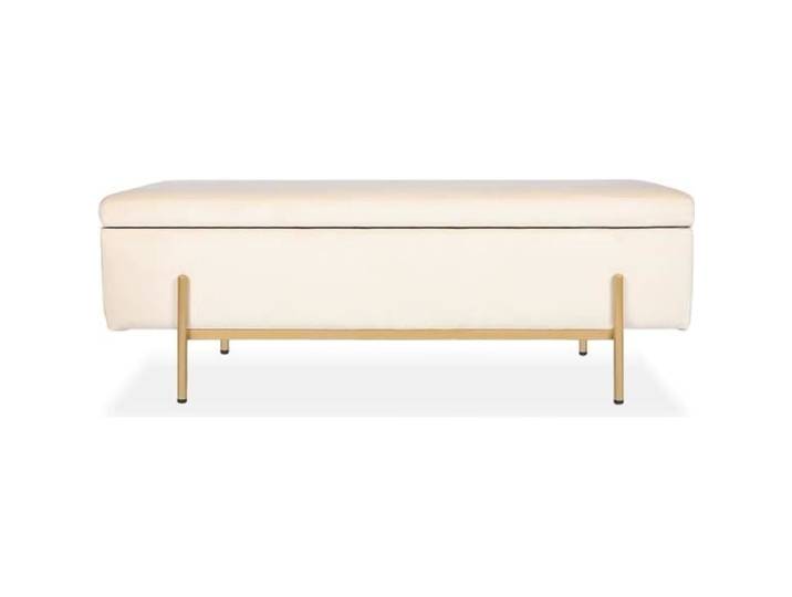 Banquette coffre Olivia Velours beige pieds or
