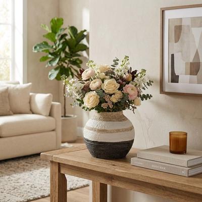 Sagebrook Home Striped Woven Textured Vase, Multi, Round