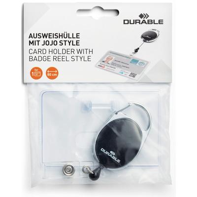 Durable Ausweishülle mit Jojo Style für 1 Betriebsausweis im Querformat schwarz Packung mit 10 Stück