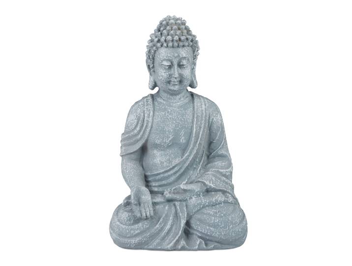 Buddha Figur sitzend 18cm Grau