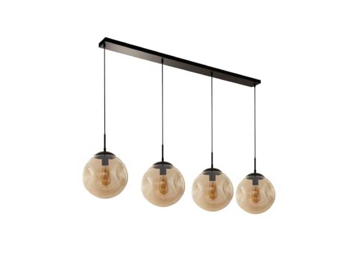 Searchlight Punch 4-Licht-Bar-Pendelleuchte, Schwarz, Champagnerfarbenes gestanztes Glas