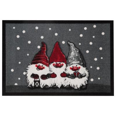 Fußmatte HANSE HOME "3 Zwerge, Türmatte" Gr. 15, grau, B:40cm H:7mm L:60cm, Kunstfaser, Teppiche, Fußmatte, Schmutzfangmatte, Outdoor, Rutschfest, Weihnachten, Waschbar, Innen