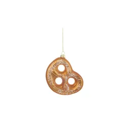 HOME STORY Weihnachtsbaumschmuck Brezel   , braun , Glas,Aluminium , Maße (cm): B: 11 H: 9 T: 3.0
