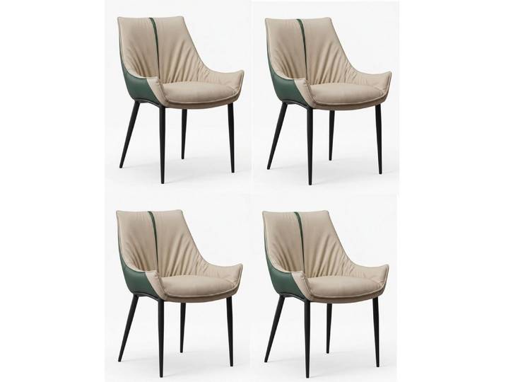 JVmoebel Sitzgruppe Moderner Esszimmerstühle 4er Set Beige Grün Kunstleder Stühle, (4-tlg., 4er-Set)