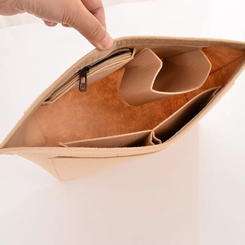 INF Khaki Filz Einsatz Taschenorganizer, Große Kapazität Multi-Fach Reise Aufbewahrungstasche M
