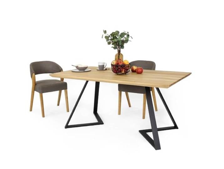 SEART Esszimmertisch MODERN, Esstisch aus Eichenholz, Metallbeine Schwarz (80x120 cm, Roh)