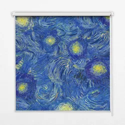 INNENROLLO - Fensterrollo - Rollo - 100x100 cm - Gemaltes blaues Bild