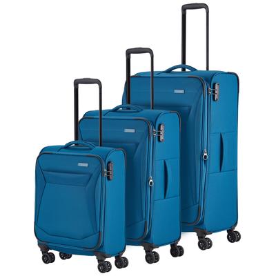 Trolleyset TRAVELITE "CHIOS 3-teilig Weichgepäck", blau (petrol), Polyester, unifarben, Koffer-Sets, erweiterbares Volumen – flexibles Reisegepäck
