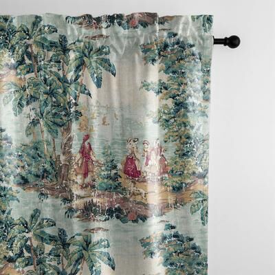 The Tailors's Bed Countryside Antique Green Pole Top Drapery Panel