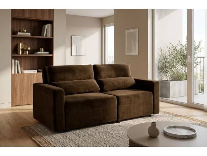 2-Sitzer-Sofa, ausklappbares Schlafsofa mit Stauraum, puderrosa, Komo Family Möbel