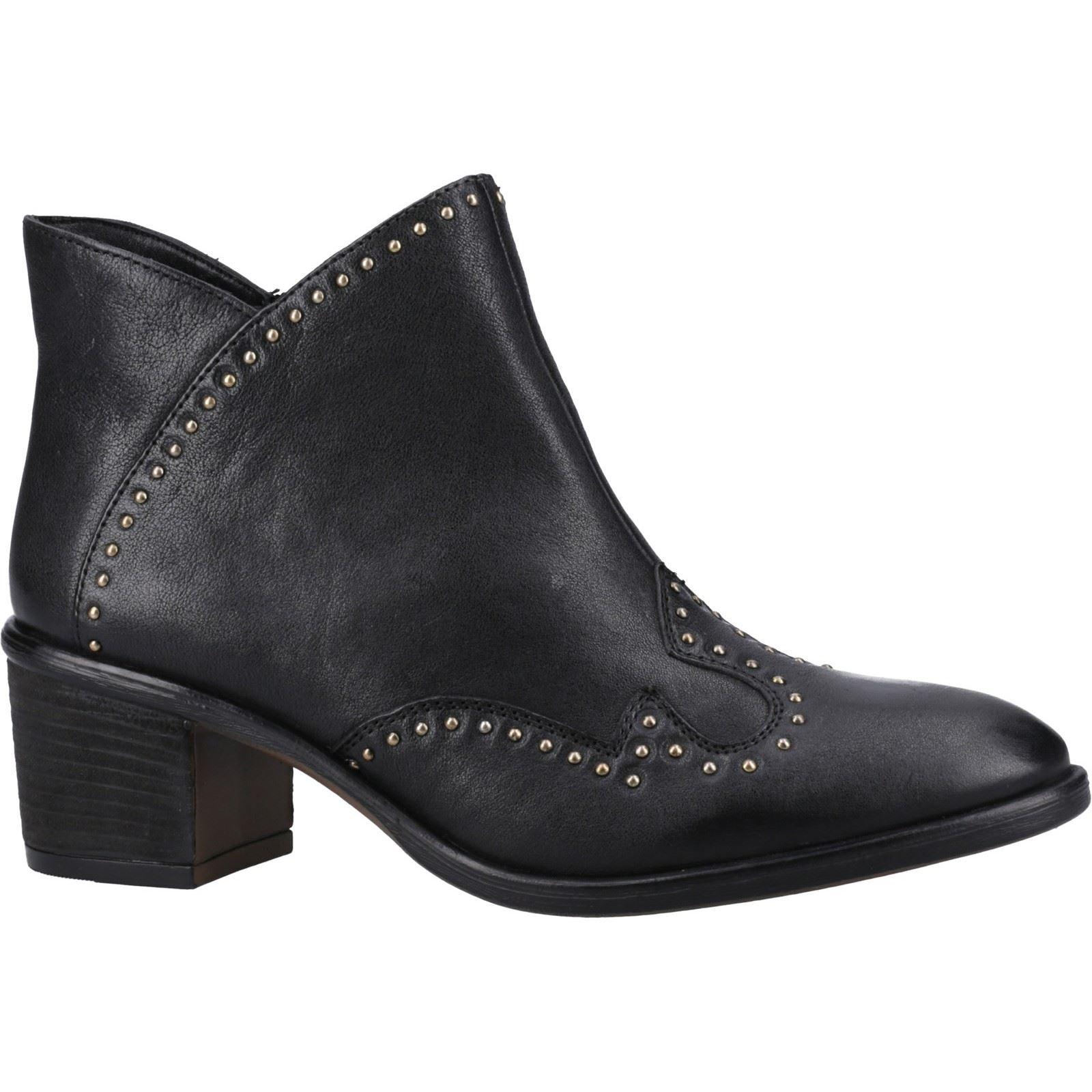 Hush Puppies Waverly Damen Schwarze Lederstiefel