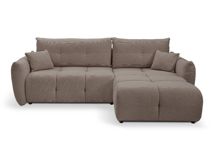 Masseno Ecksofa MODA mit Schlaffunktion und Bettkasten, Ausziehbares Bettsofa - Braun, NORDIC MOKA