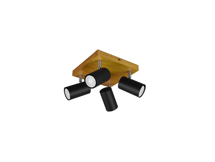 Trio Leuchten Strahler Marley, Schwarz, Holz, Metall, 22x16x22 cm, Lampen & Leuchten, Innenbeleuchtung, Spots & Strahler, Deckenspots