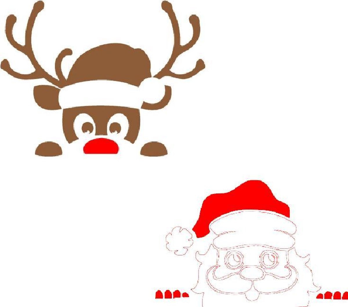Gluur Kerstman en Rudolf voor in het raam