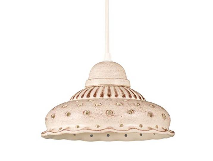 Pendellampe retro Keramiklampe beige Küchentisch Esstisch Landhausstil