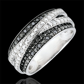 Edenly Ring DÃ¤mmerschein - Schwebender Schatten - WeiÃŸgold und schwarze Diama