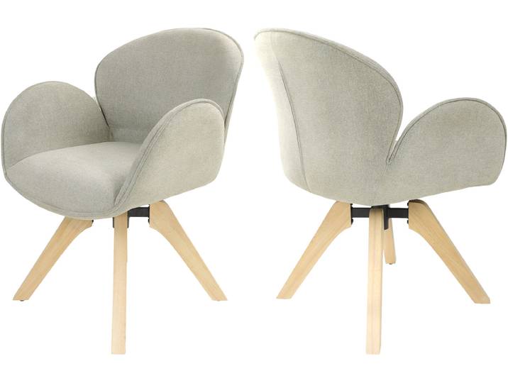 Armlehnstuhl TOM TAILOR HOME WINGS ARMCHAIR , beige (soft nature, rubberwood, holzfarben, fth 31 soft nature), B:61cm H:82cm T:63,5cm, Massivholz, Stoff, Stühle, Armlehnstuhl, mit Armlehnen, drehbar, Rückholfunktion, Massivholzgestell