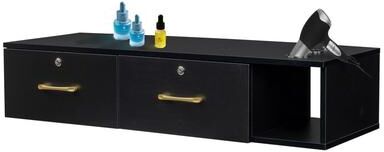 karlinc Wood Wall Mount Storage Cabinet Salon Stations with 2-Drawer
