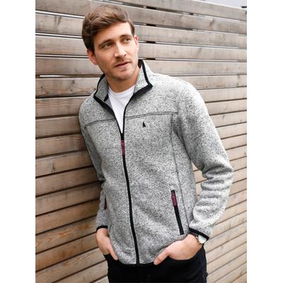 Strickfleecejacke CATAMARAN, Herren, Gr. 44/46, grau (hellgrau, meliert), 100% Polyester, meliert, Jacken