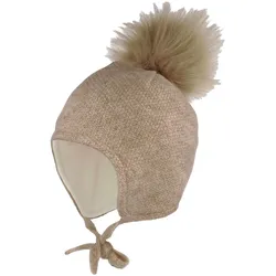 maximo Winter-Strickmütze Glitzer Fake Fur, braun, 51