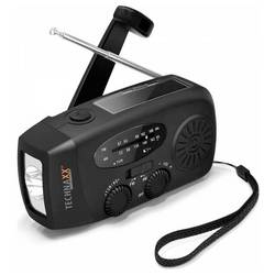 Technaxx TX-238 Notfallradio AM, FM Notfallradio Handkurbel, Solarpanel, Taschenlampe, wiederaufladbar Schwarz 5056