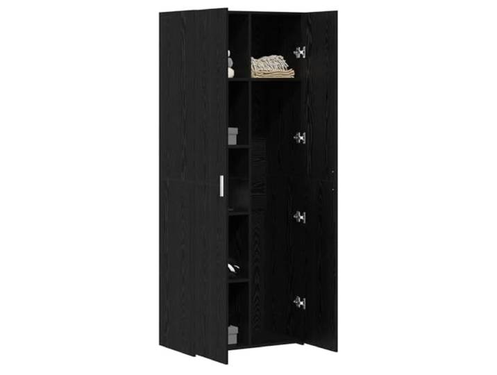 KTHLBRH Sideboard Eiche schwarz 70 x 42,5 x 185 cm Naturholz, 7 Einlegeböden, 2 Türen, rustikaler Stil, für Esszimmer