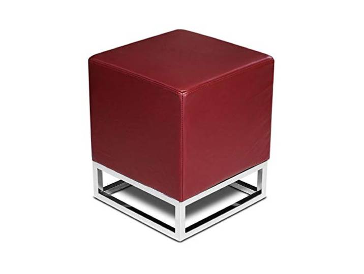 NEUERRAUM Würfelhocker Lederhocker Hocker Leder Rot Weinrot Bordeaux Rot