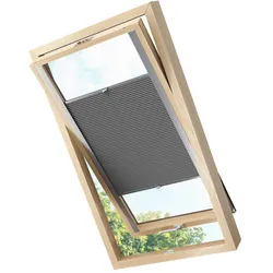 KS Handel 24 Dachfensterplissee Faltrollo Thermo verdunkelnd passend für Fakro 114x118  Dunkelgrau