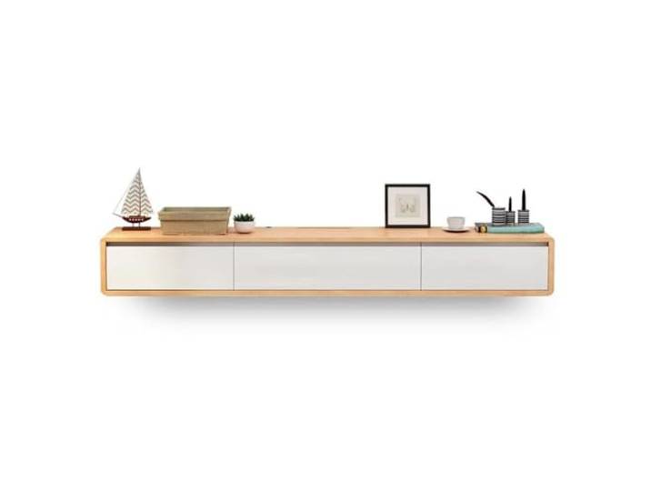 Ptasccne tv Schrank Wandmontierte TV-Konsole aus massivem Holz, schwebendes TV-Ständerregal