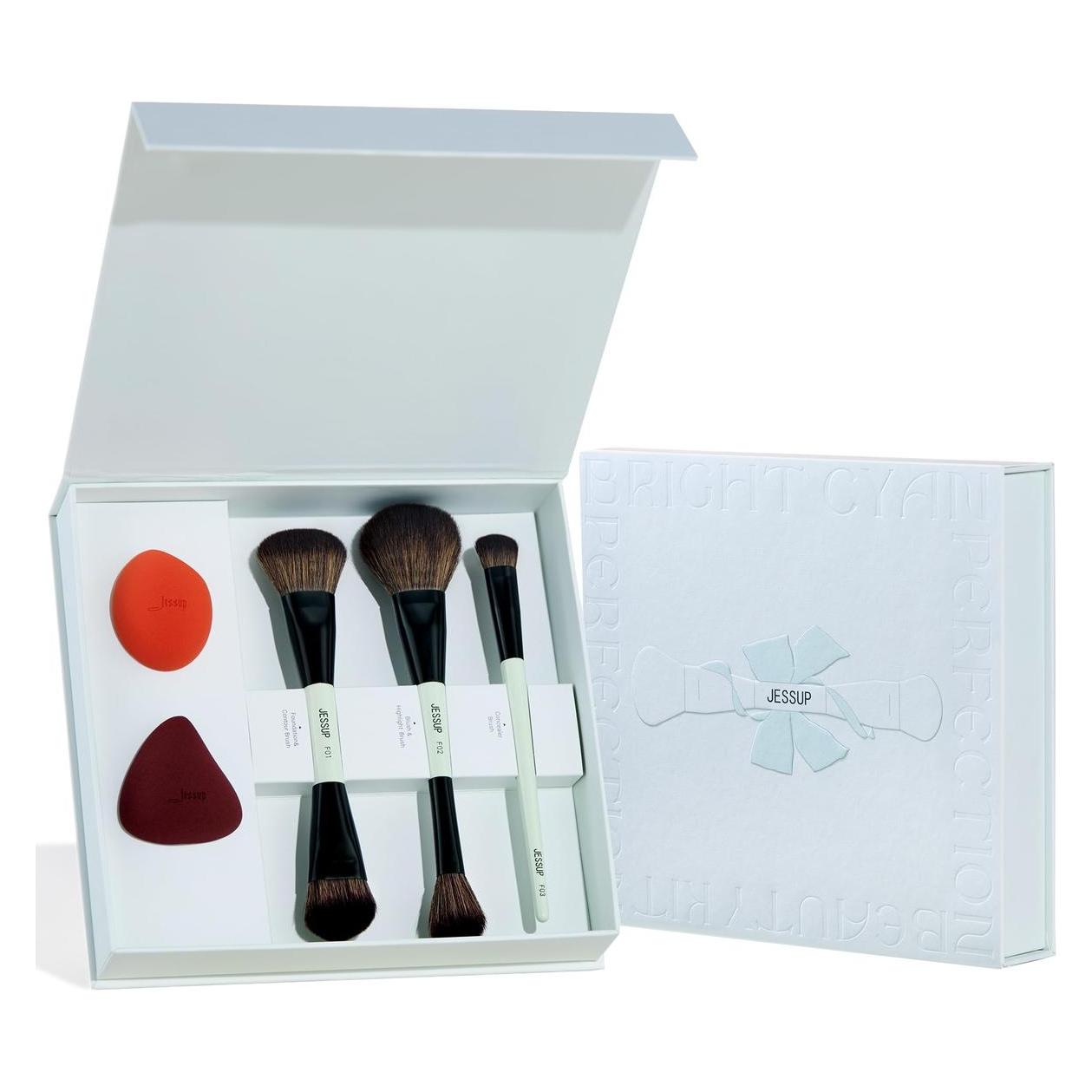 Jessup Gesichts-Makeup-Pinsel mit Makeup-Schwamm (Set) (T510)