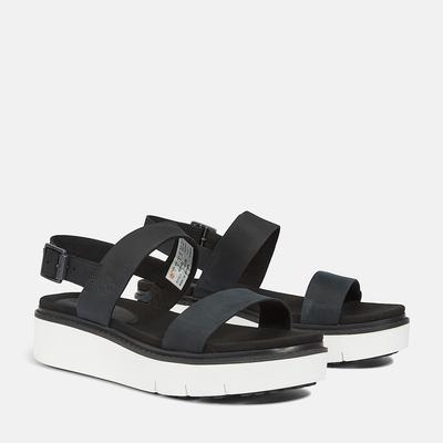 Sandale TIMBERLAND "SAFARI DAWN BACKSTRAP SANDAL", Damen, Gr. 40, jet schwarz, Leder, Schuhe Sandale, aus Leder