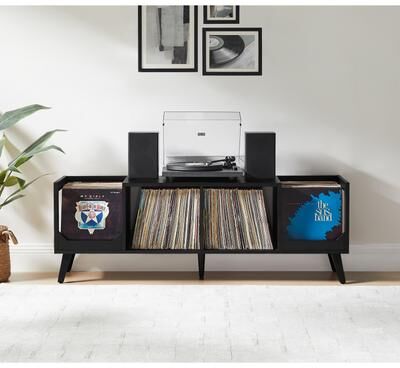 Crosley Furniture Crosley Asheville Low Record Player Stand With Vinyl Storage